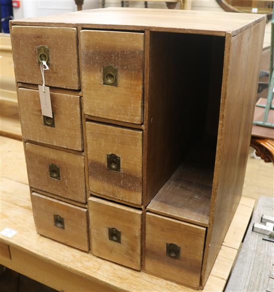 A Victorian pine eight drawer cabinet, H.57cm